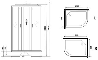 Душевая кабина Niagara NG-33394-14LP 130x90см серебро/матовое